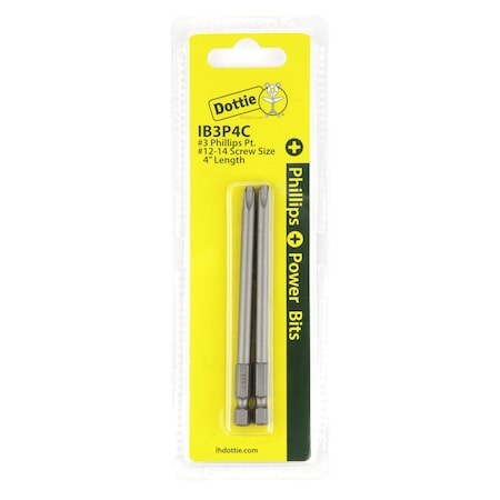 Dottie L.H. Dottie No 3 x 4'' Phillips Power Bit (Carded) IB3P4C
